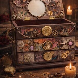 Steampunk Timekeeper’s Relic Jewelry Chest – Handmade Victorian Style